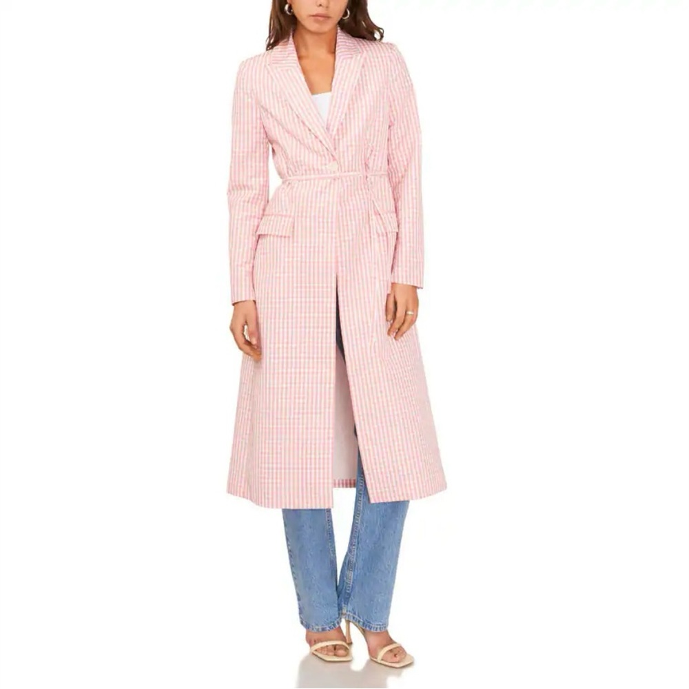 NWT Sunshine Times Gingham Trench Coat